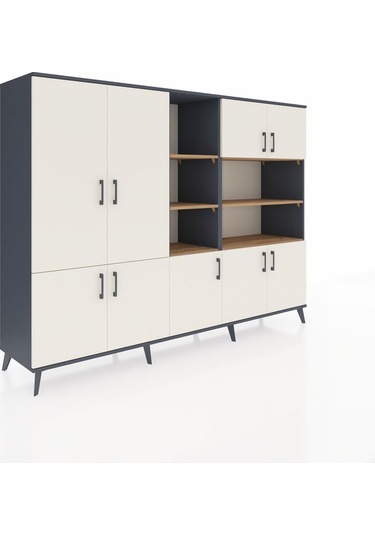 Hyperion Dolap 14 Raflı 9 Kapaklı 220x44x163 Antrasit-aytaşı/çam Antrasit-aytaşı/çam