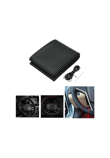 Deri Dikişli Yumuşak Noktalı Kokusuz Dikmeli Direksiyon Kılıfı