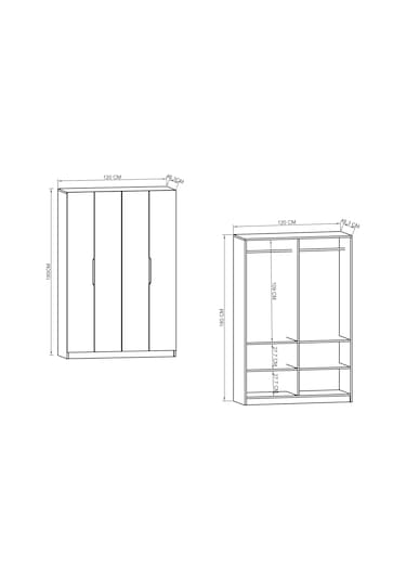 Monza 4 Kapılı Beyaz Gardırop Dolap 120 Cm