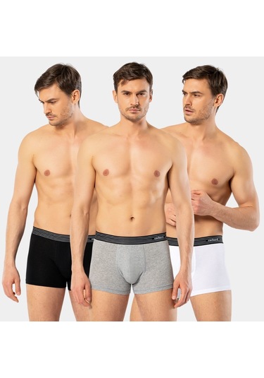 Cacharel Erkek 3'lü Boxer 1320/beyaz-siyah-gri KARIŞIK RENK