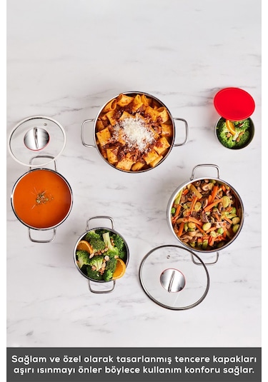 Karaca  Emirgan Xl İndüksiyon Tabanlı 10 Parça Saklama Kaplı Çelik Tencere Seti