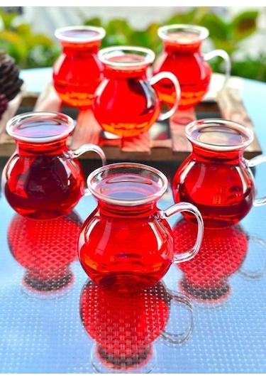 Kapris 6 Lı Keyfi Ala Borosilikat Cam Bardak Çay Bardağı 200 ml