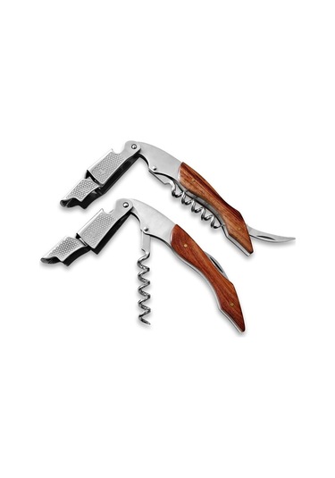 Dinosaurs 2 Adet Taşınabilir Vida Tirbuşon Şarap Şişe Açacağı Ahşap