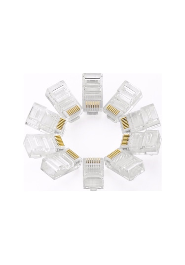 100 Adet - Rj45 Cat5 Cat6 Konnektör Network Jak Jack Ethernet Uç