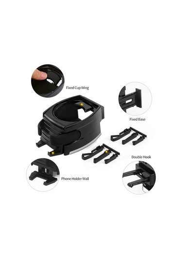 Araba İçin 2'si 1 Arada Havalandırma Telefon Tutucu Ve İçecek Tutucu, Evrensel Bardak Şişe Montaj Braketi Standı Siyah