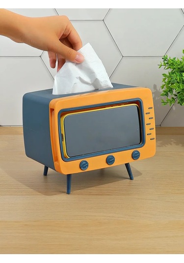 Miland Home Tel Sürahi Peçetelik Ve Telefon Standı Retro Televizyon 449150926 Mavi