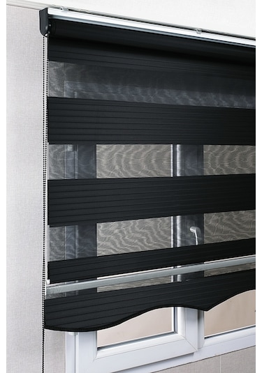 Etekli Siyah Pileli Zebra Kaliteli Güneşlik Stor Perde