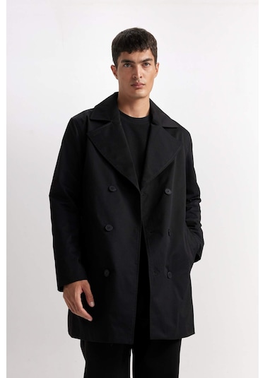 DeFacto Slim Fit Dar Kesim Düğmeli Kemerli Trençkot D5528AX25SPBK27