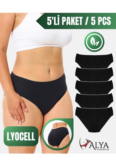 Alya Underwear Kadın Külot, Lyocell Kumaş Külot, Ter Emici Rahat Ve Dayanıklı Kadın İç Çamaşırı, Liyosel Slip Siyah P06