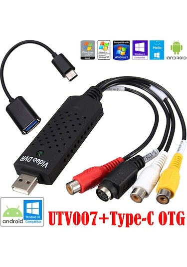 Utv007 Android Chip Otg Type-C 3.1 Kablo Windows 10 Capture Kartı