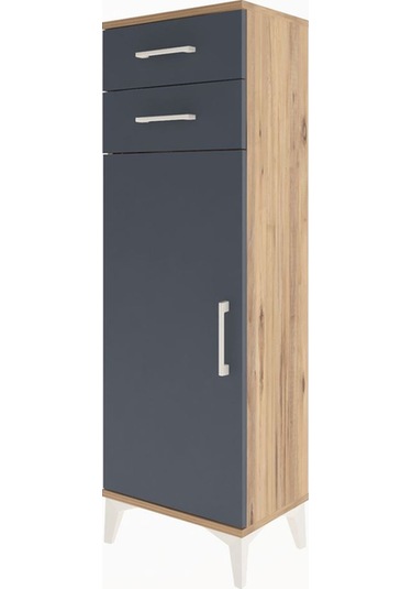 Arges Dolap 2 Raflı 2 Çekmeceli Tek Kapaklı 44x30x134 Çam-ant... Çam