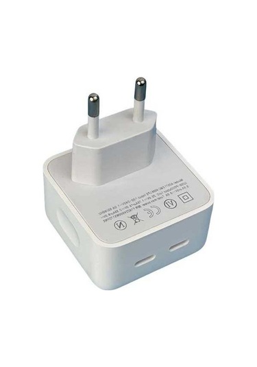 Fastbuy Beyaz 40w Hızlı Şarj Cihazı, Çift Type-c Portlu, Avrupa Standartı Şarj Aleti