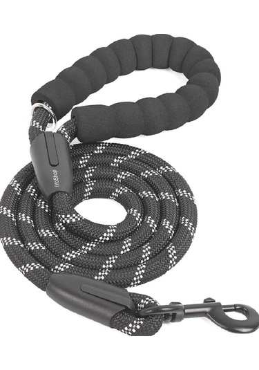 Çizgili Halat Köpek Gezdirme Tasması Sarı 1,0 Mm Siyah