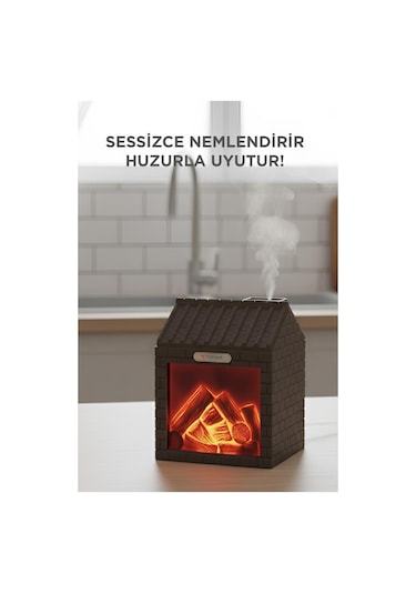 H9 Koyu Kahve Şömine Efektli 200ml Sessiz Ultrasonik House Hava Nemlendirici (İthalatçı Garantili)