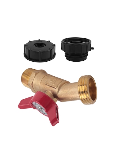 Xurunkeji Ibc Tote Bağlantı Parçası, 275-330 Galon Ibc Tote Tank Adaptörü İnce Dişli Tote Vanası, Kurşunsuz Pirinç Hortum Musluk Vanası Aracı Siyah