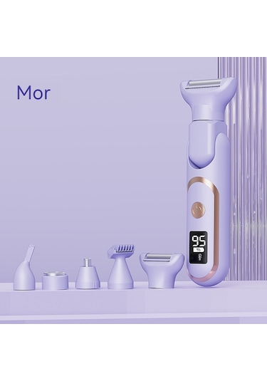 Epilatör Bayan Çift Başlı Tıraş Cihazı Özel Kasık Kılı Düzeltici Elektrikli Kazıyıcı Erkek Ve Kadın Epilasyon Aleti Beş Başlı Epilatör Mor İngilizce