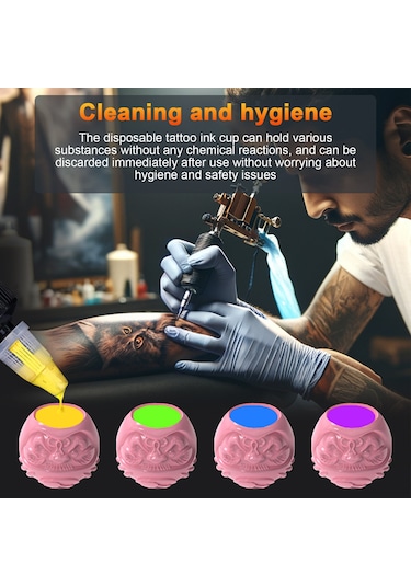 Wezone Tek Kullandım Dövme Mürekkebi Bardakları Sarı Renkli 200 Adet/ Kutusu Sabit Tabanlı Kalın Duvarlı Hijyenik Dövme Malzemesi