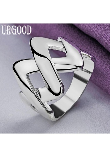 925 Ayar Gümüş Geometrik Yüzük Hediye Moda Takı 10