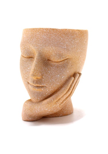 Konesam Yaratıcı Yüz Desenli Reçine Suksulent Bitki Saksısı - Masajüstü Dekoratif Bahçe Aksesuarı Ev Ofis Dekoru