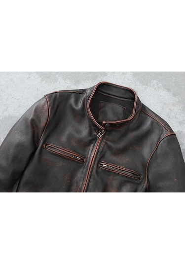 Eskitme Silme Mont Hakiki Deri Siyah - Kahverengi