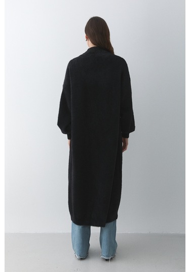 Siyah Boydan Uzun Triko Hırka - 251015 Siyah