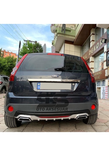Ford Fiesta 2003-2008 Difüzör Arka Tampon Eki 2 Egzoz Çıkışlı Gri Reflektörlü