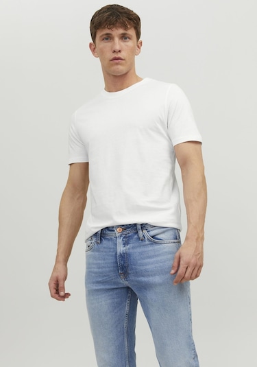 Jack & Jones Bisiklet Yaka Basic Tisört-Organic 12156101 Beyaz
