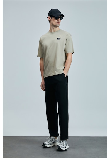 Lufian 111020248 Mask Modern Grafik T- Shirt Erkek Tişort Bej