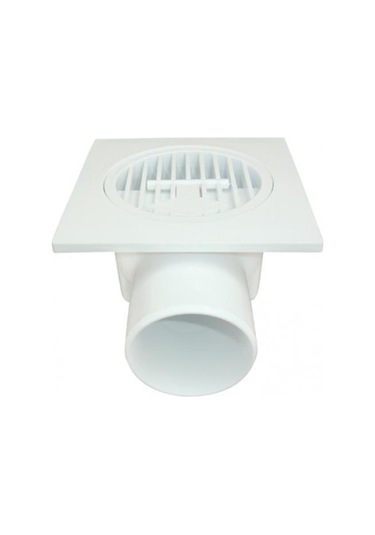 Plastik Yer Süzgeci 10X10 CM 50 Mm Yandan Çıkış Beyaz