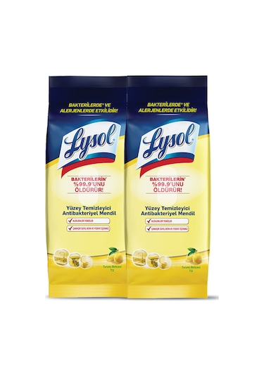 Lysol Yüzey Temizleyici Mendil 144 Yaprak (2 x 72)
