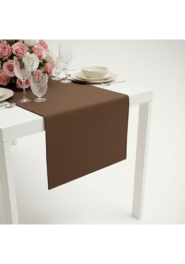 100% Pamuk Kumaş Kahverengi Runner 40x140