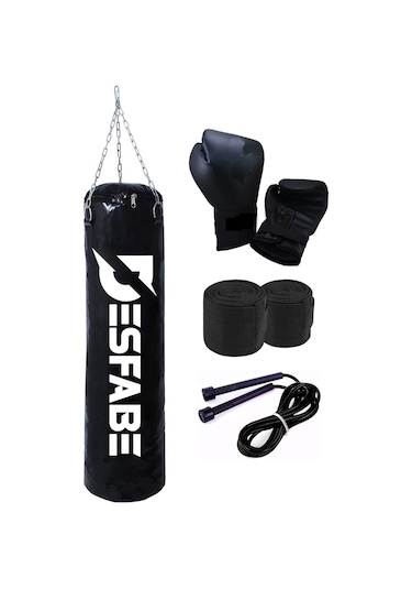 Desfabe BSS 70x25Cm Zincirli Kum Torba+Eldiven+Bandaj+İp Siyah