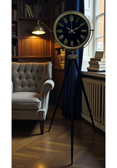 Vintage Roma Rakamlı Modern Tripod Ayaklı Saat Çok Renkli
