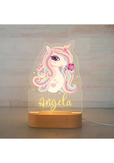 Kişiye Özel Çocuklar İçin Hayvan Gece Lambası İsimli Akrilik Lamba 5 Çok Renkli