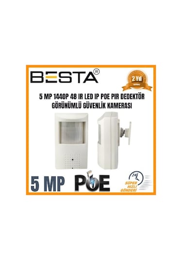 5 1440p 48 Ir Led Ip Poe Dahi Li Mi Krofonlu Pir Dedektör Görünümlü Güvenlik Kamerası