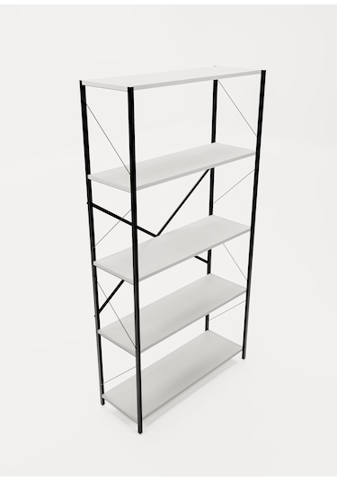 Metal Kitaplık 5 Raflı Ev Ofis Rafı Dosya Kitap Mutfak Rafı Çok Amaçlı Geniş Raflı 180cm Atlantik Çam