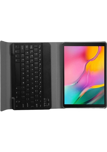 Sandwich Samsung Uyumlu Tab A 10.1 2019 T510/t515 Siyah Pu Deri Kılıf + Klavye, 2-in-1 Tasarım, Korumalı Kapaklı Kılıf Kapaklı Kılıf