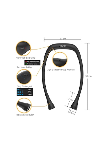 Frelso Kitap Okuma Lambası Led Şarjlı Taşınabilir Boyun Lamba Siyah
