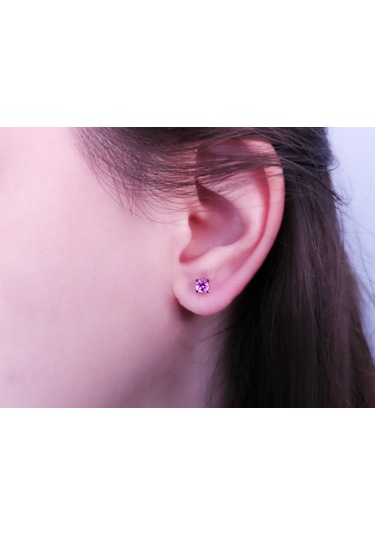 Sirius Pembe Safir Tektaş Küpe 0823E0052