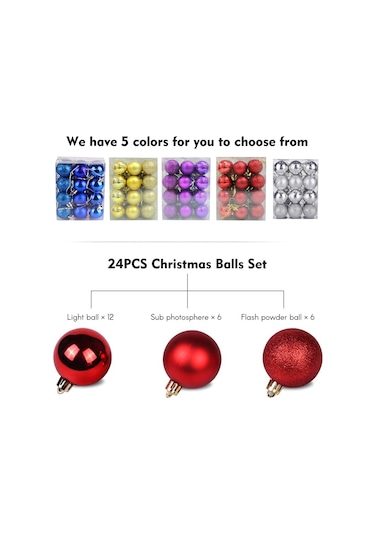 Monyee 3cm Altın Noel Topları Seti 24 Adet - Polistiren Ağaç Dekorasyonu, Perdeve Ve Vitrin Süs Eşyası