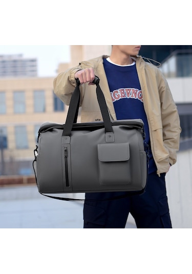 Dekohop Seyahat Çantası Unisex Kabin Boy El Ve Omuz Çanta Sıvı Dayanıklı Kumaş Tatil Spor Seyahat Stil Çanta Gri