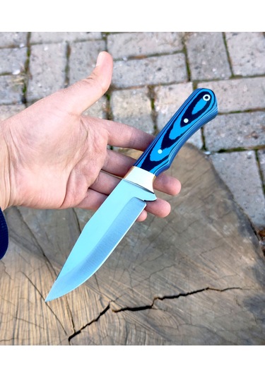 Av Bıçağı Bushcraft Avcı Bıçağı El Yapımı Doğa Bıçağı Hgswr50 Mavi