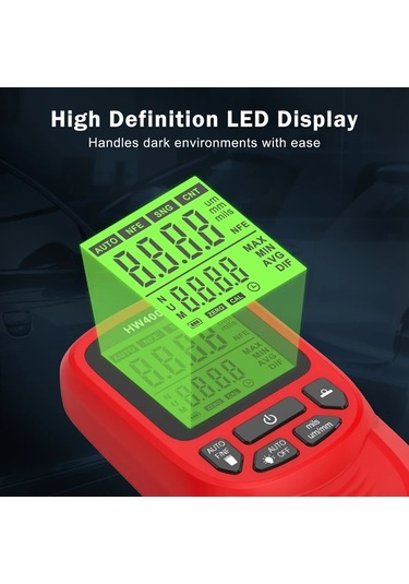 Honeybeeshop Hw400s Siyah Yüksek Hassasiyetli Kaplama Kalınlık Ölçer 0 2000μm Dayanıklı Abs Dijital Ekran Otomotiv Metal Kaplama Malzeme İncelemesi