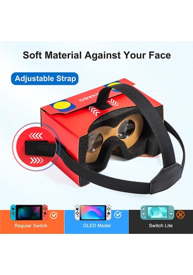 Devaso Nintendo Anahtarı Için Lcd/oled Vr Gözlük Oluklu Kağıt + Elastik Kumaş + Sünger Sanal Gerçeklik Gözlüğü