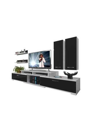 Decoraktiv Flex 5d130 Mdf Tv Ünitesi Tv Sehpası Beyaz - Siyah