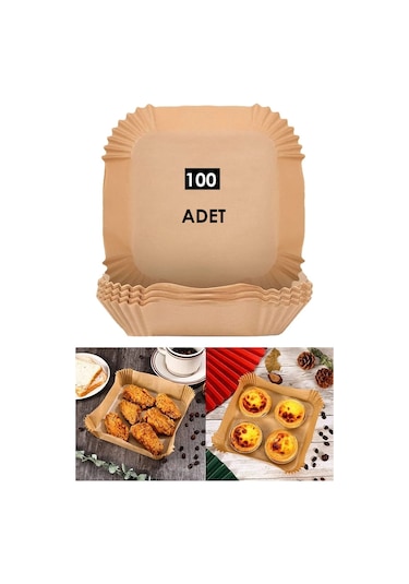 TP Company 100 Adet Airfryer Pişirme Kağıdı Kare Tabak Model Yağlı Kağıt