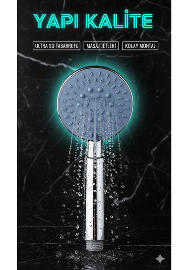 3 Fonksiyonlu Alyans Renk Duş Başlığı Kaliteli Ve Dayanıklı Krom