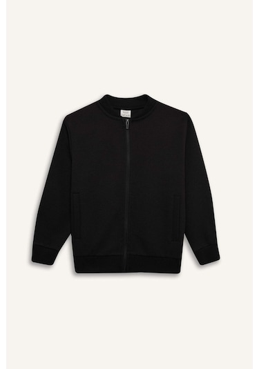 DeFacto Erkek Çocuk Kolej Yaka Fermuarlı Cepli Bomber Hırka D2803A825SPBK81