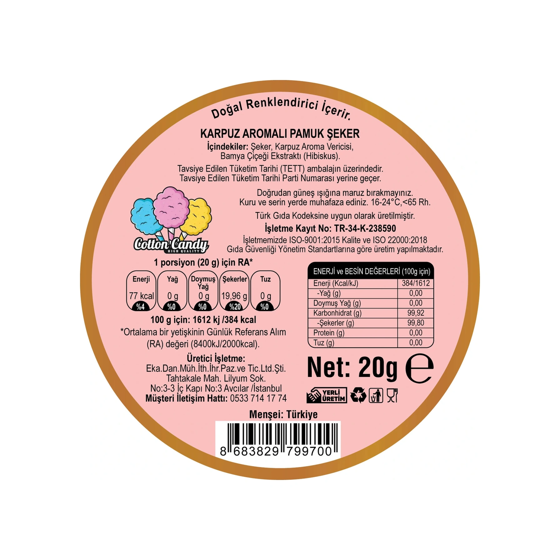 Karpuz, Limon, Mango Aromalı 3'lü Gurme Pamuk Şekerler