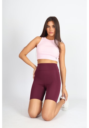Soft&Basic Kadın Bıker Toparlayıcı Spor Tayt Bordo